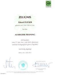 Ausbilder Training Zeugnis. Lehrlingsausbilder