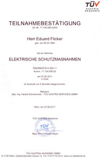 T&Uuml;V Elektrische Schutzma&szlig;nahmen &Ouml;NORM/&Ouml;VE E 8001-1